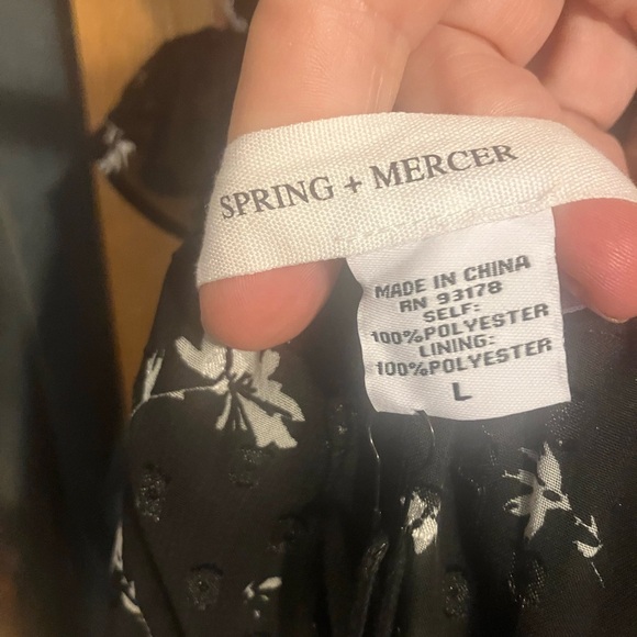 NWT $199 Spring + Mercer Chic Black Floral Midi or  Maxi Dress Open Tie Back SzL - Picture 10 of 13